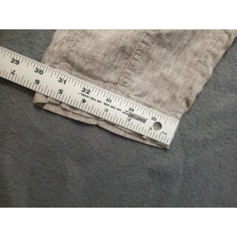 Athleta Cabo Linen Pants Women Brown Heater Tan Striped Relaxed Fit XXS Pull On